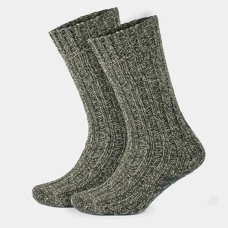 Men's Merino Crew Non-Slip Grip Cabin Socks