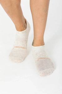 Men's Low Cut Linen & Cotton Blend Striped Socks - Ecru