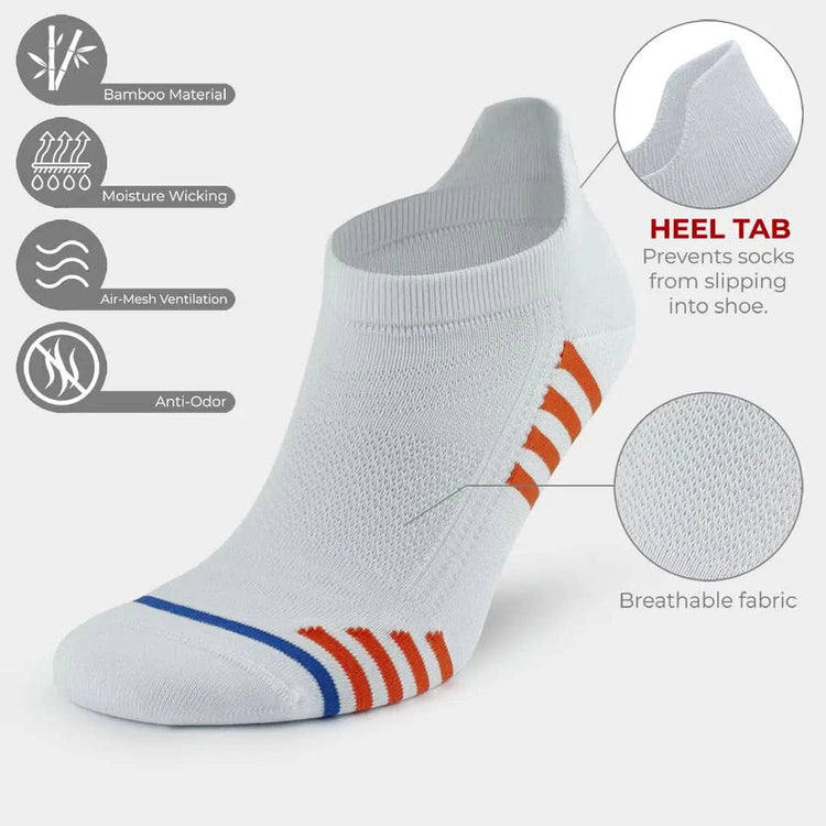 Men's Bamboo Low Cut Athletic Running Socks with Arch Support