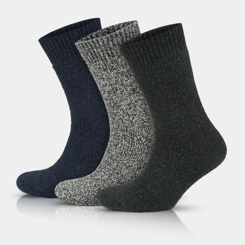Men's Merino Wool Extra Thick Full Terry Fuzzy Crew Socks - Full Cushion