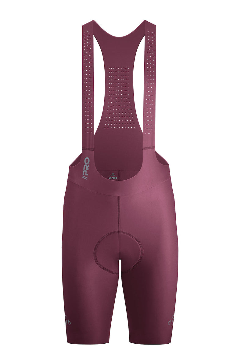Men's Seamless Burgundy Pro Cycling Bib Shorts