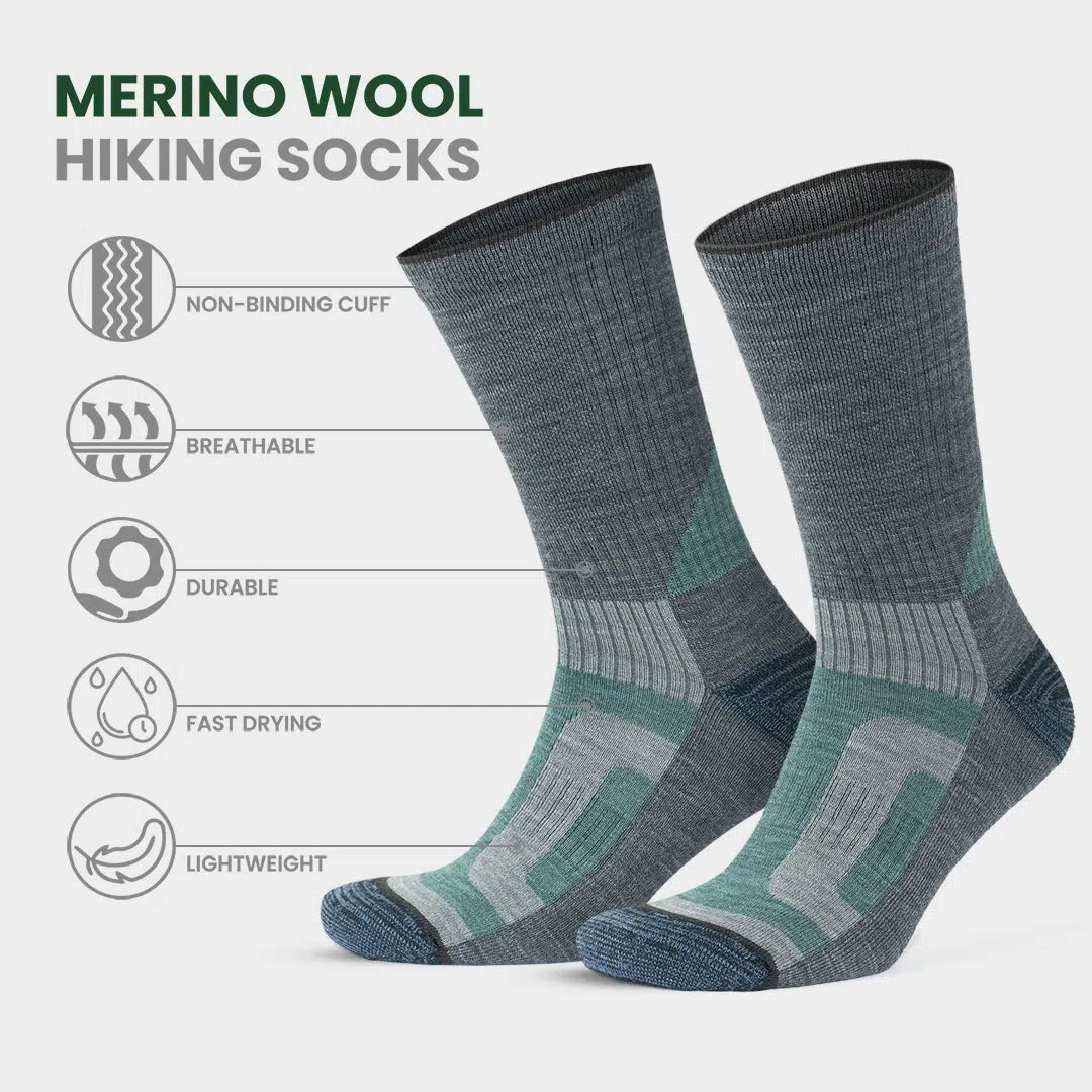 Merino Wool Crew Lightweight Hiking Boot Socks for Men and Women
