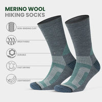 Merino Wool Crew Lightweight Hiking Boot Socks for Men and Women