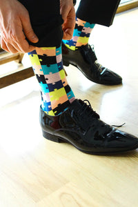 Men's Bamboo Colorful Crew Funny Dress Socks