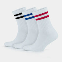White Quarter Striped Athletic Tennis Socks for Men and Women