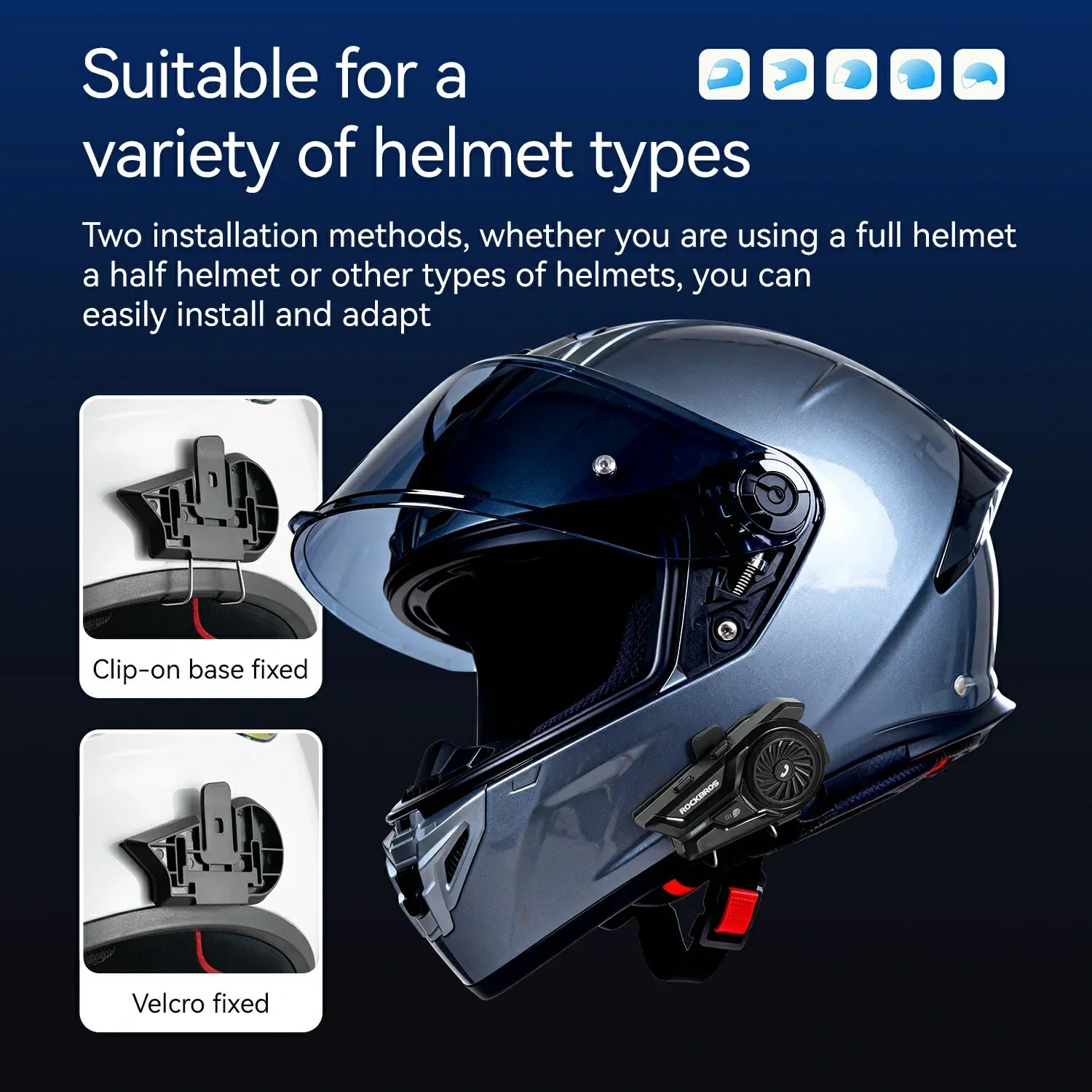 R1 Motorcycle Bluetooth Communication Headset Helmet Speakers