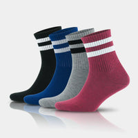 Women's Cotton Quarter Striped Retro College Socks