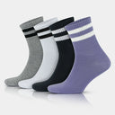 Women's Cotton Quarter Striped Retro College Socks