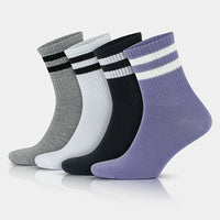 Women's Cotton Quarter Striped Retro College Socks