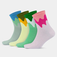 Women's Cotton Quarter Striped Retro College Socks