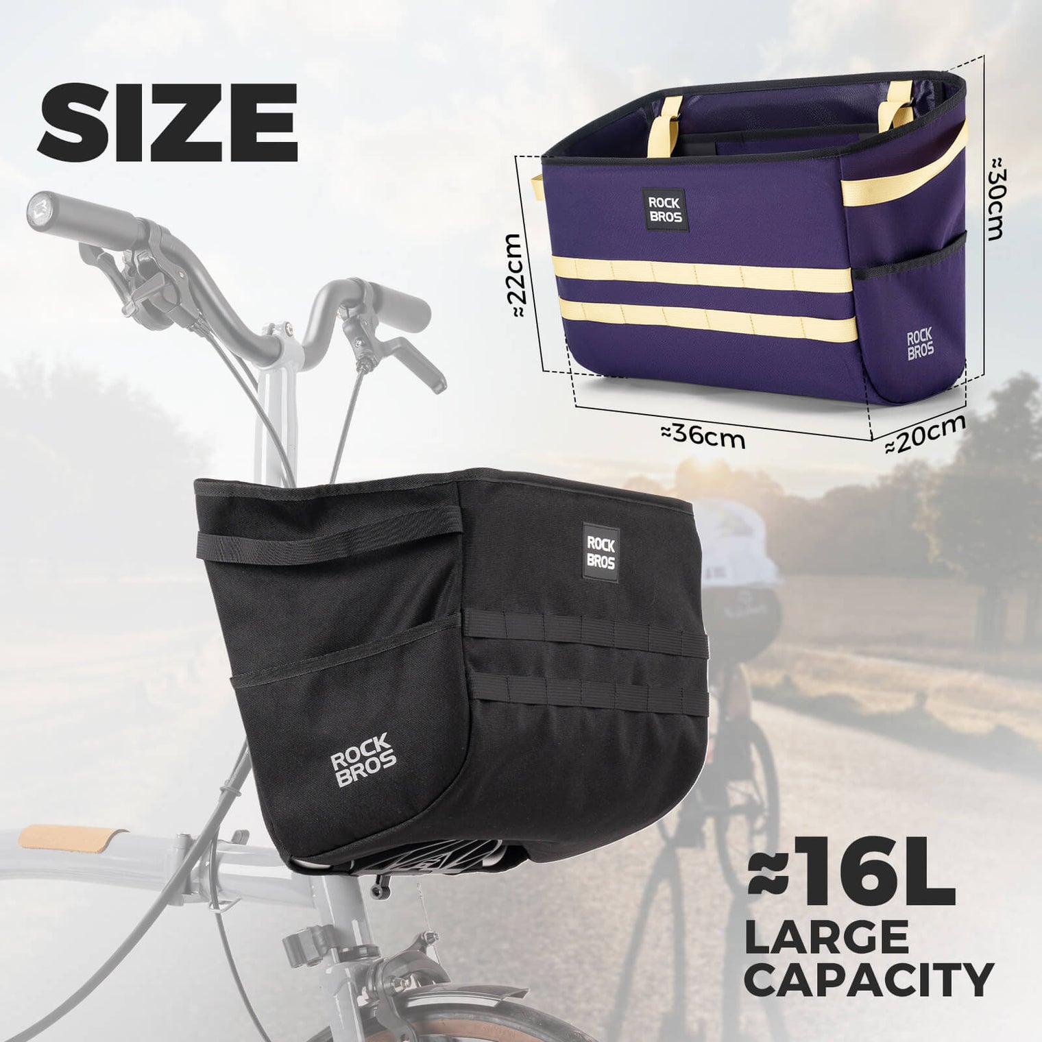 ROCKBROS Folding Bike Handlebar Bag Basket Bag - W016