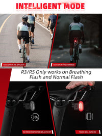 ROCKBROS R3/R5 Smart Bike Tail Light Brake Sensing IPX6 Waterproof USB-C Rechargeable