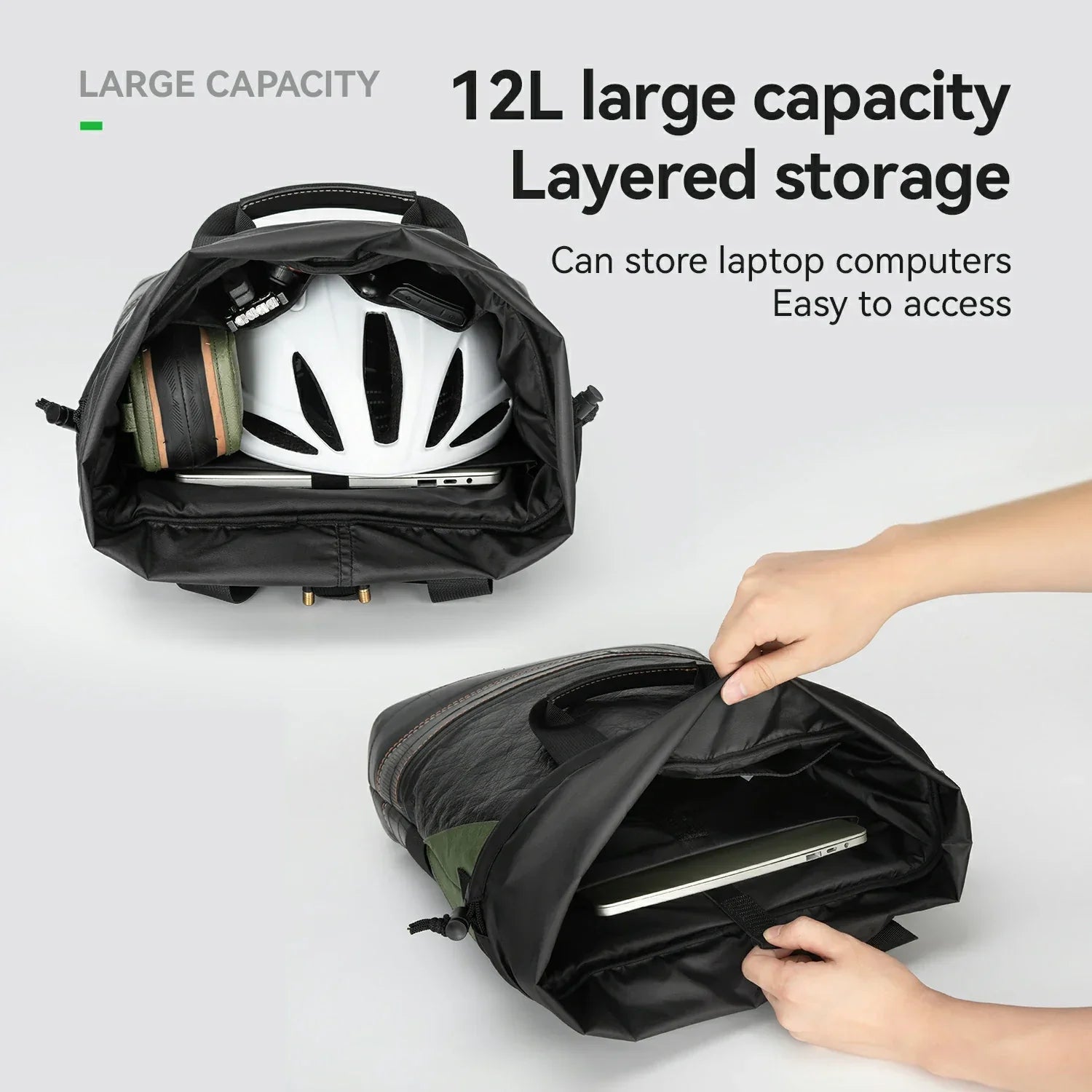 Sustainable Recycled Tire Bike Panniers 12L ROAD TO SKY