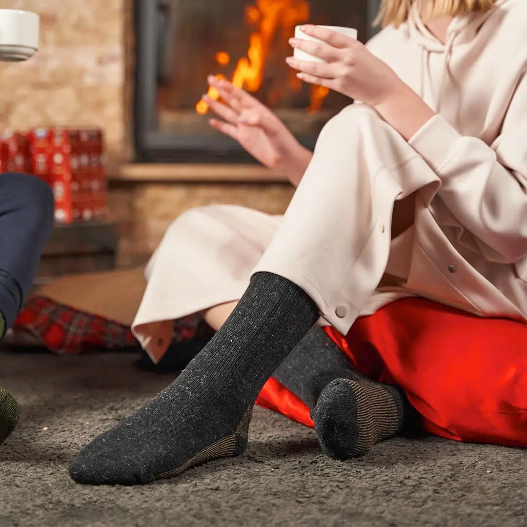 Thermal Warm Terry Lined Alpaca Hiking Boot Socks for Men & Women