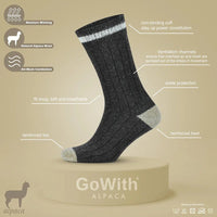Alpaca Wool Crew Hiking Boot Socks for Men and Women - Vertical Striped