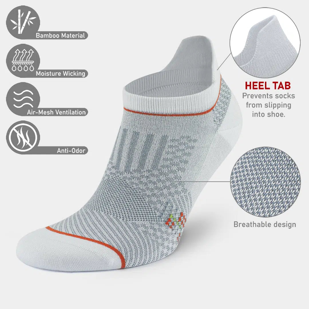 Men's Bamboo Low Cut Athletic Running Socks with Arch Support