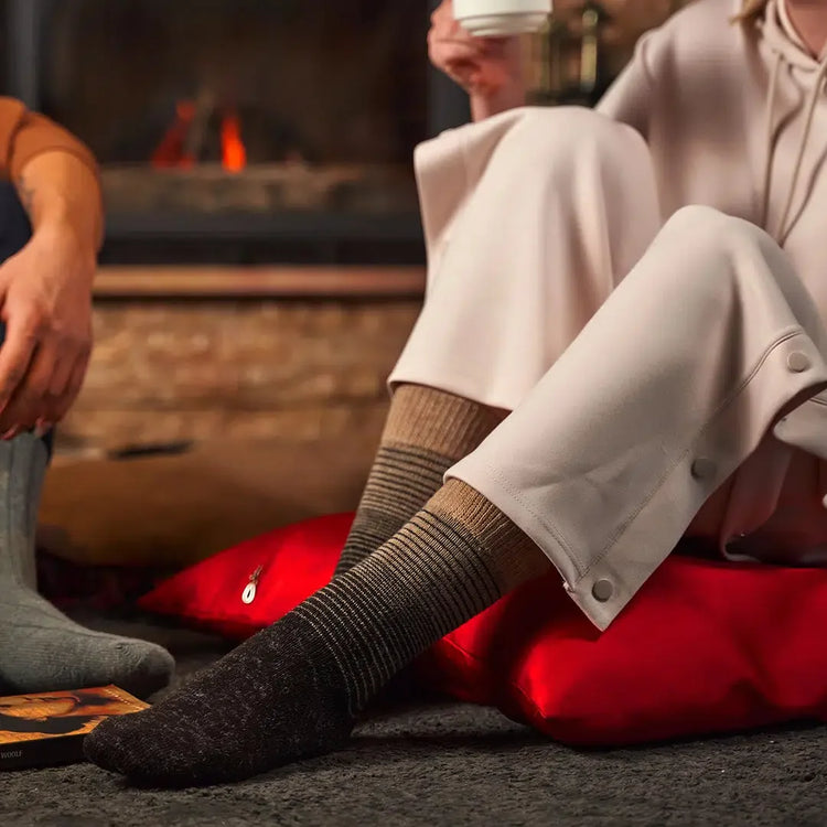 Alpaca Wool Crew Hiking Boot Socks for Men and Women - Striped