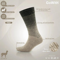 Alpaca Wool Crew Hiking Boot Socks for Men and Women - Striped