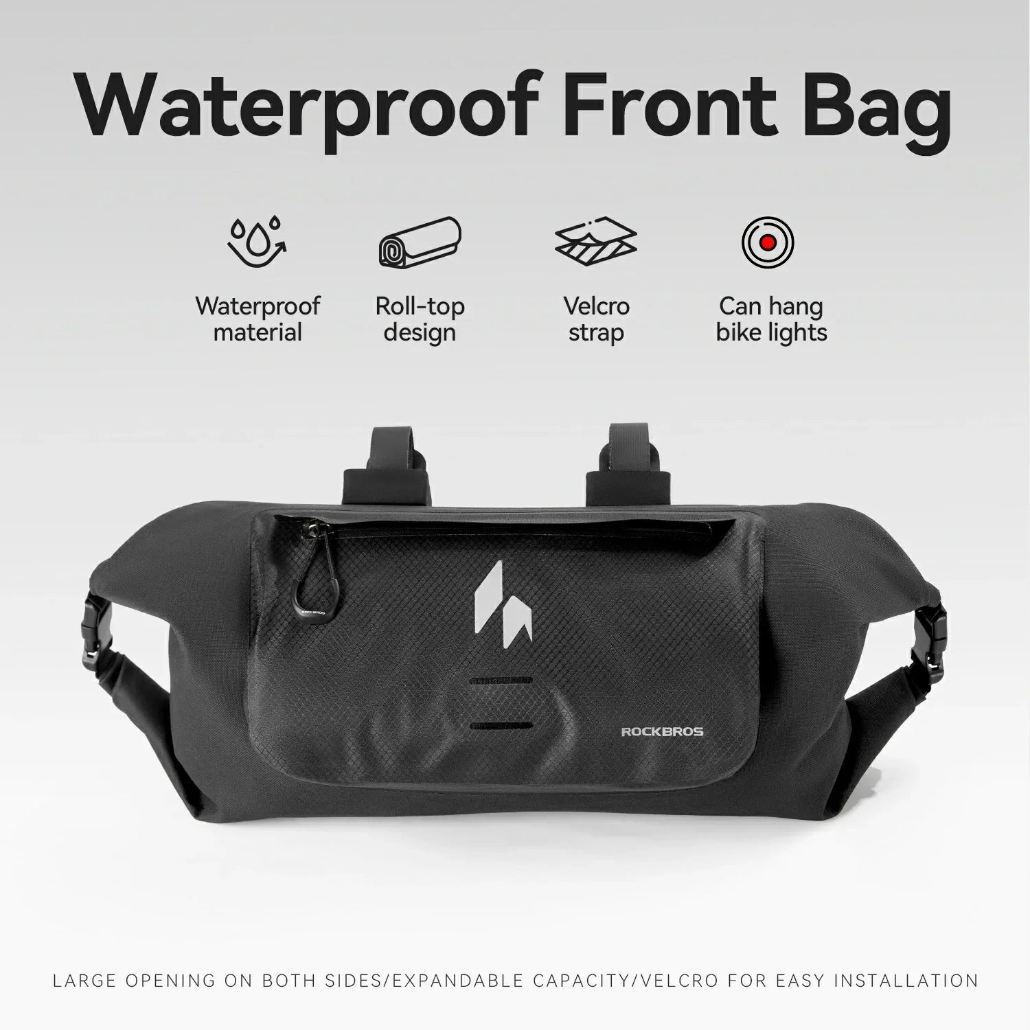 RideMate 100% Waterproof Bike Handlebar Bag 8L Double-sided Opening Expanded Capacity