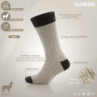 Alpaca Wool Crew Hiking Boot Socks for Men and Women - Ribbed