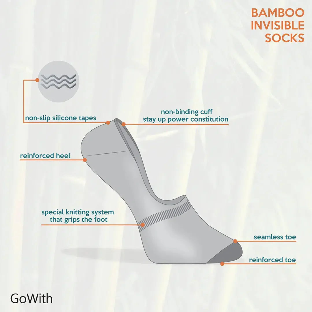 Women's Bamboo White No Show Non-Slip Socks