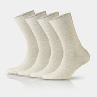 Women's Linen & Cotton Blend Thin Crew Dress Socks - Ecru