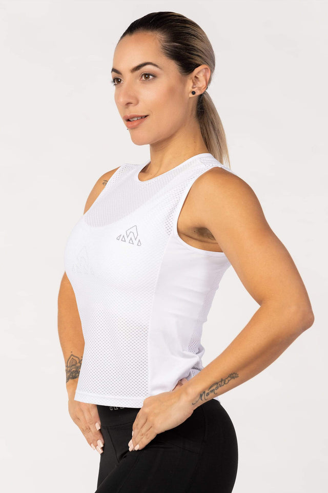 Women's White Pro Running Base Layer