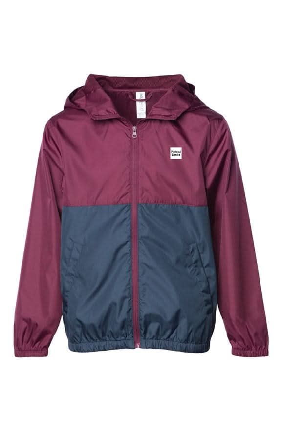 Youth Maroon-Navy Lightweight Windbreaker Jacket